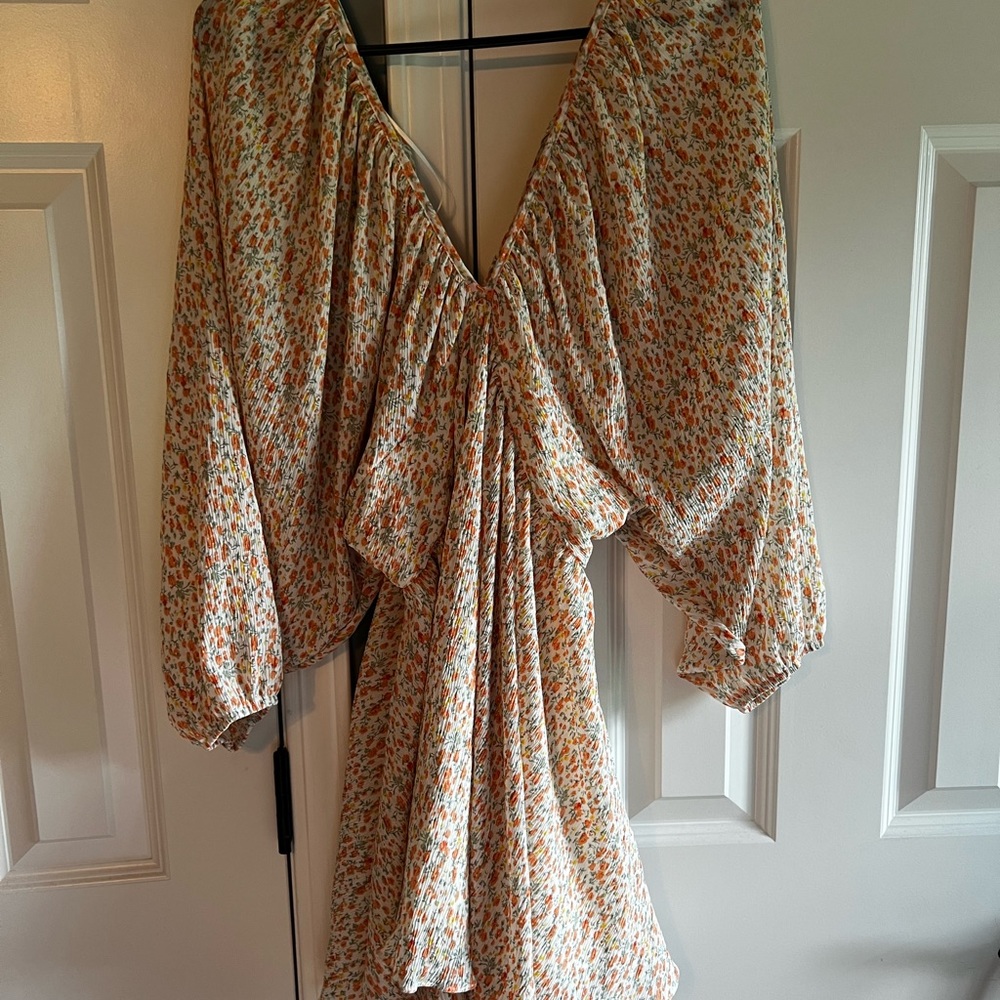 Vici Floral Mini Dress - Orange and White